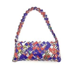 Upcycled Womens Shoulder Bag Small Folded‎ Wrapper Multicolor